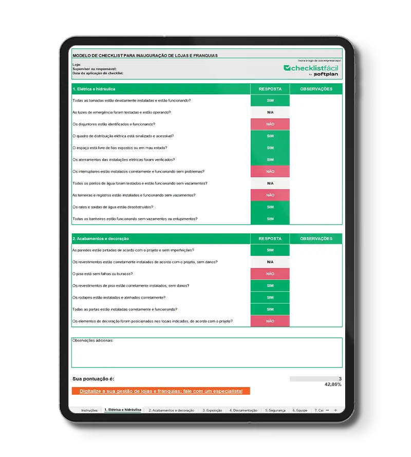 checklist inauguração de lojas e franquias