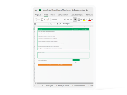 Checklist manutenção de equipamentos