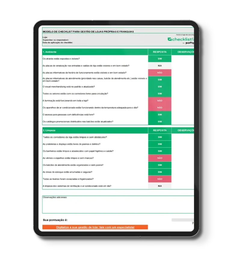 checklist para gestão de lojas e franquias